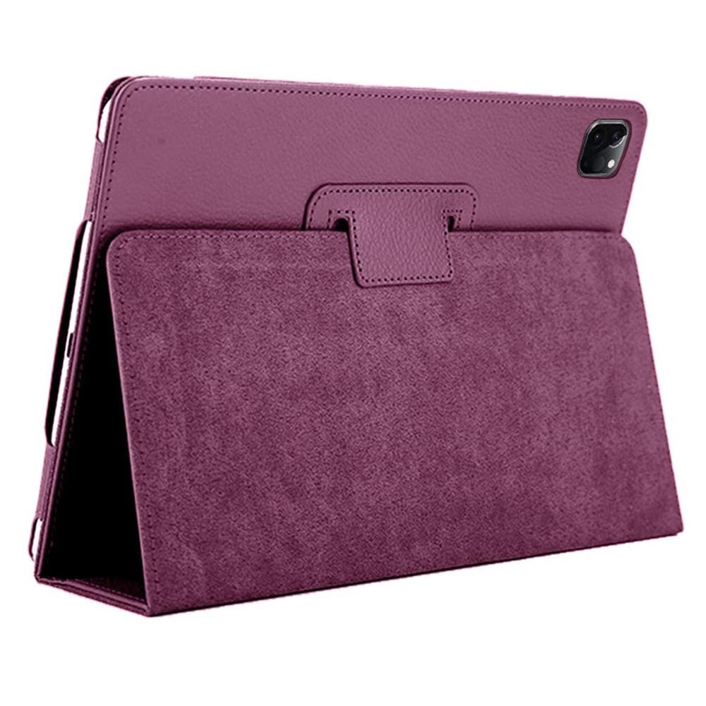 Litchi Surface Flip Stand Leather Tablet Cover for iPad Pro 12.9 (2022) (2021) (2020) - Purple