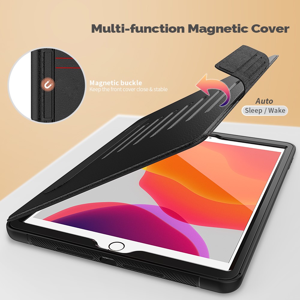 Creative Magnetic Multi-angle Stand Card Holder Leather Tablet Case with Stylus Slot for iPad 10.2 (2019) - Black-5