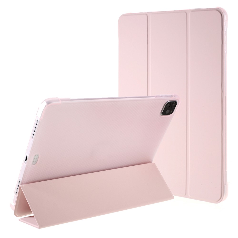 Tri-fold Stand Smart Leather Tablet Case with Pen Slot for iPad Pro 11-inch (2021)(2020)(2022) - Pink