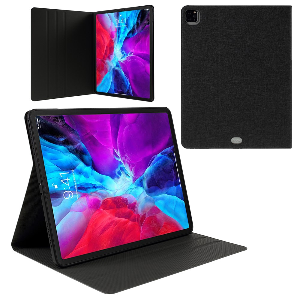 Cloth Texture PU Leather Stand Tablet Cover for iPad Pro 12.9-inch (2020) / (2018) - Black-1