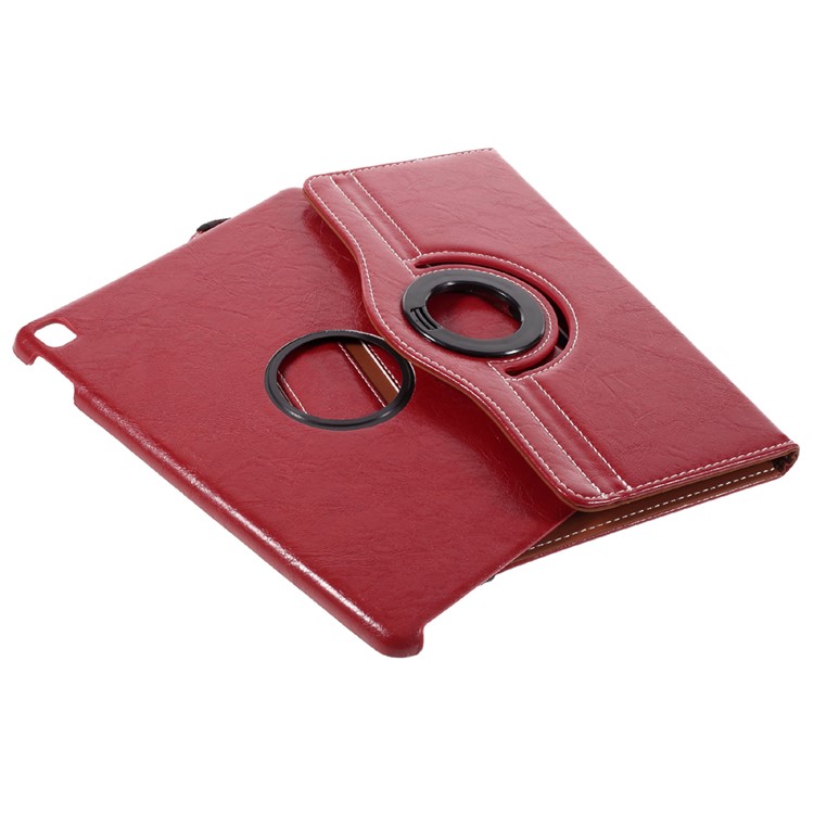For iPad Pro 9.7 Oil Buffed 360 Rotary Stand Card Slots Leather Smart Cover - Red-13