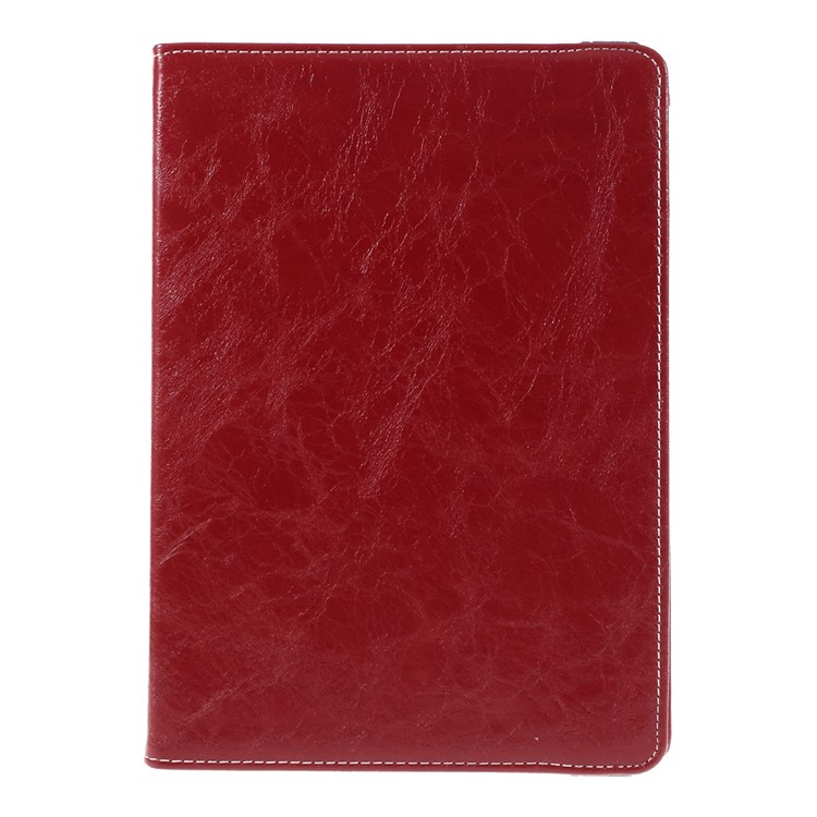 For iPad Pro 9.7 Oil Buffed 360 Rotary Stand Card Slots Leather Smart Cover - Red-2