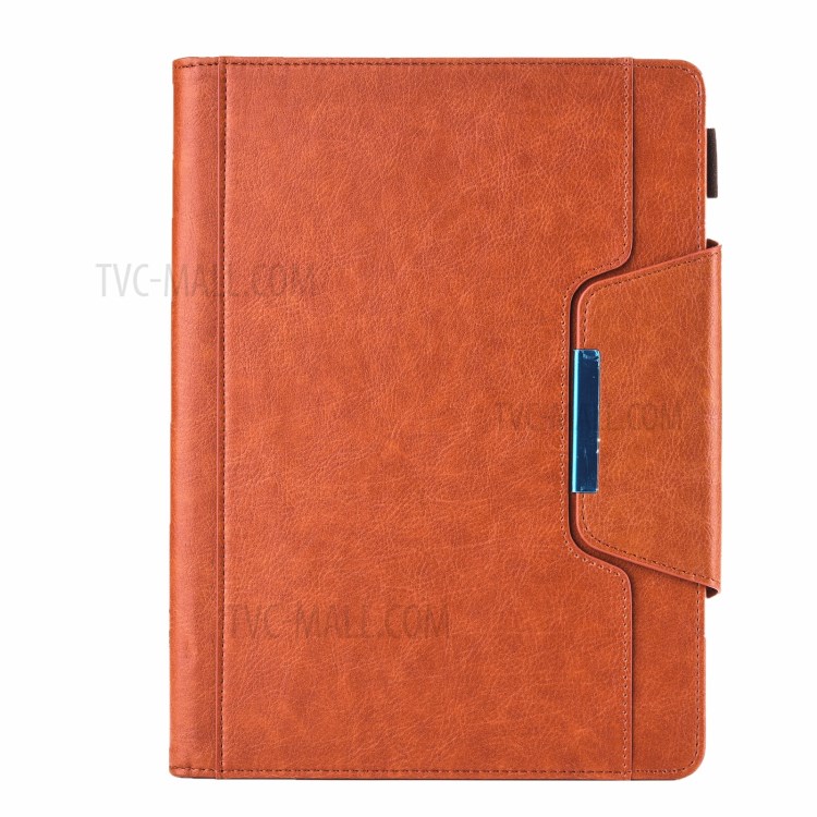Metal Buckle Wallet Stand Leather Smart Cover Tablet Shell for iPad Pro 11-inch (2020)/(2018) - Brown-1