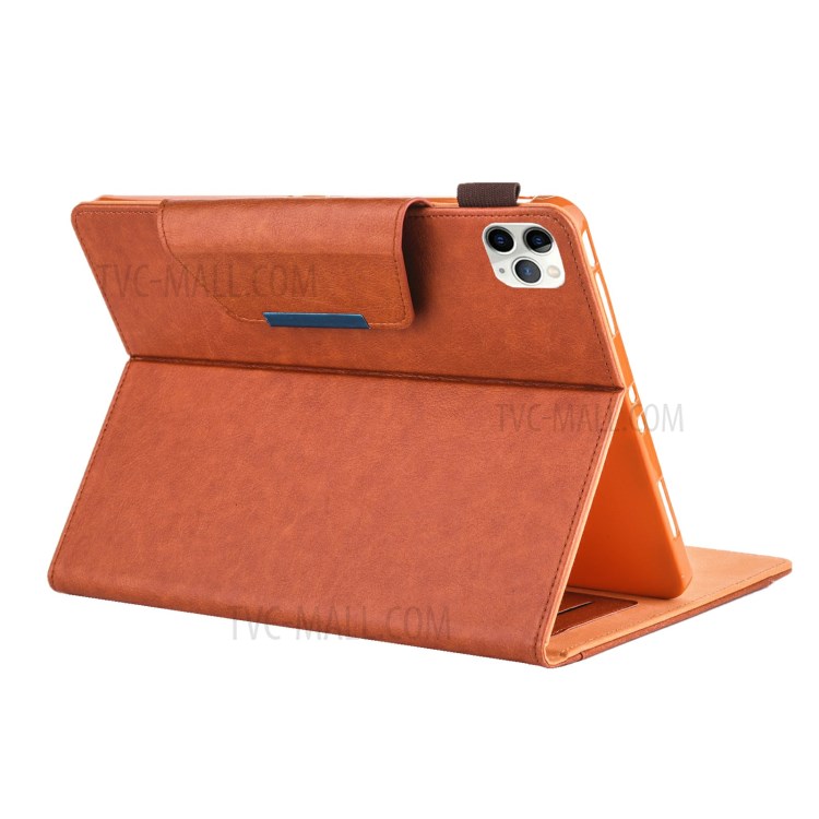 Metal Buckle Wallet Stand Leather Smart Cover Tablet Shell for iPad Pro 11-inch (2020)/(2018) - Brown-3