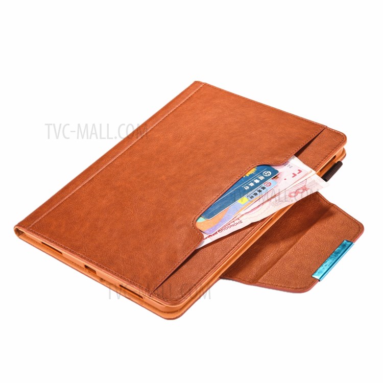 Metal Buckle Wallet Stand Leather Smart Cover Tablet Shell for iPad Pro 11-inch (2020)/(2018) - Brown-4