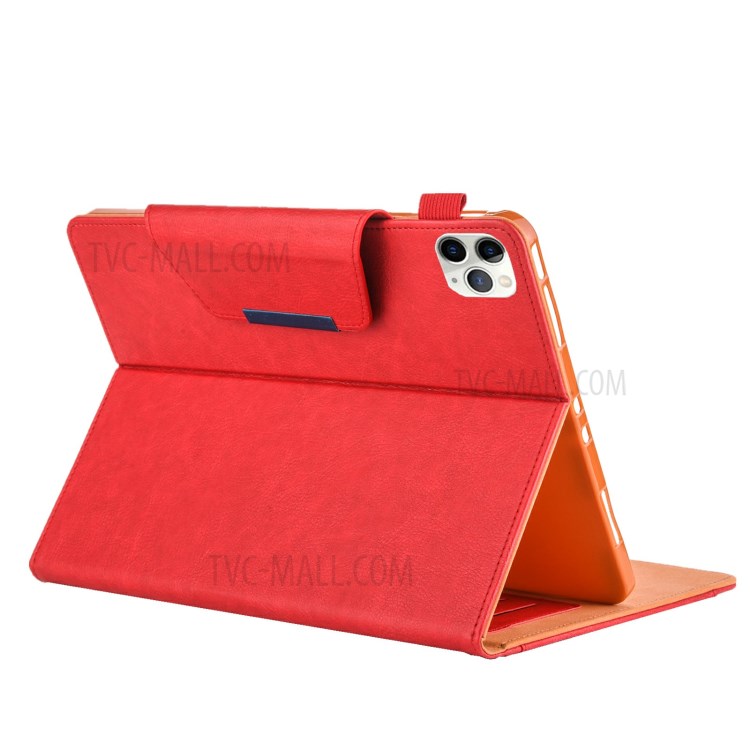 Metal Buckle Wallet Stand Leather Smart Cover Tablet Shell for iPad Pro 11-inch (2020)/(2018) - Red-4