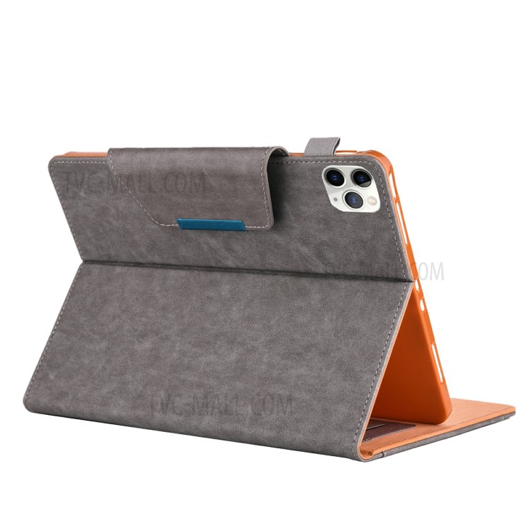 Metal Buckle Wallet Stand Leather Smart Cover Tablet Shell for iPad Pro 11-inch (2020)/(2018) - Grey-3