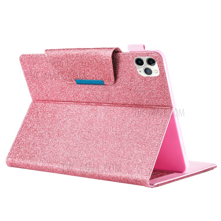 Metal Filelele Stand Stand Leather Smart Toupeling Conchone Para Ipad Air (2020)/Air (2022)/Pro 11 Polegadas (2020)/(2018) - Rosa Ouro-3