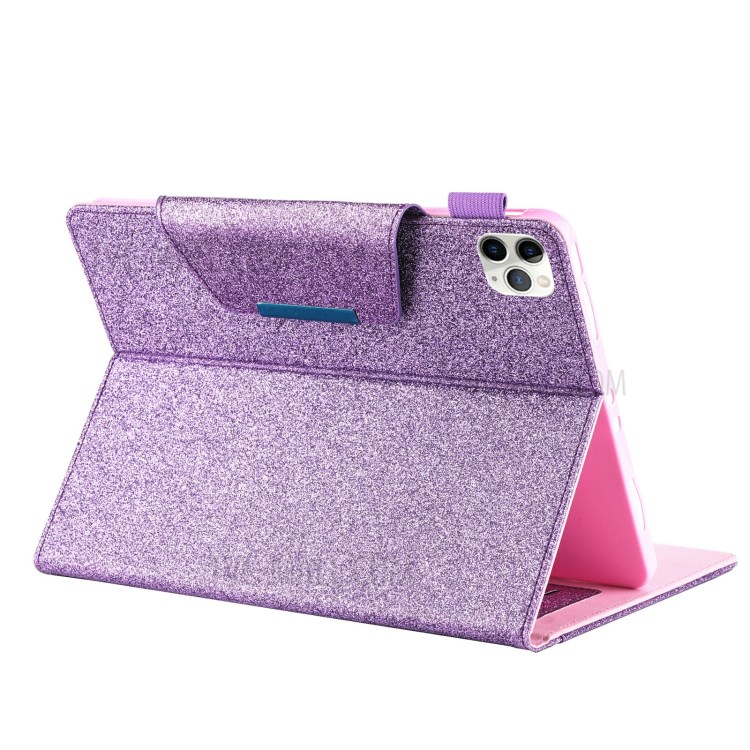 Metal Buckle Wallet Stand Leather Smart Cover Tablet Shell for iPad Pro 11-inch (2020)/(2018) - Purple-3
