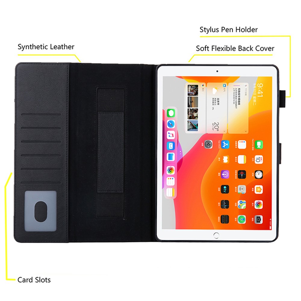 Metal Buckle Card Slots Stand Leather Smart Cover with Hand Strap for iPad Pro 11-inch (2020)/(2018) - Black-4