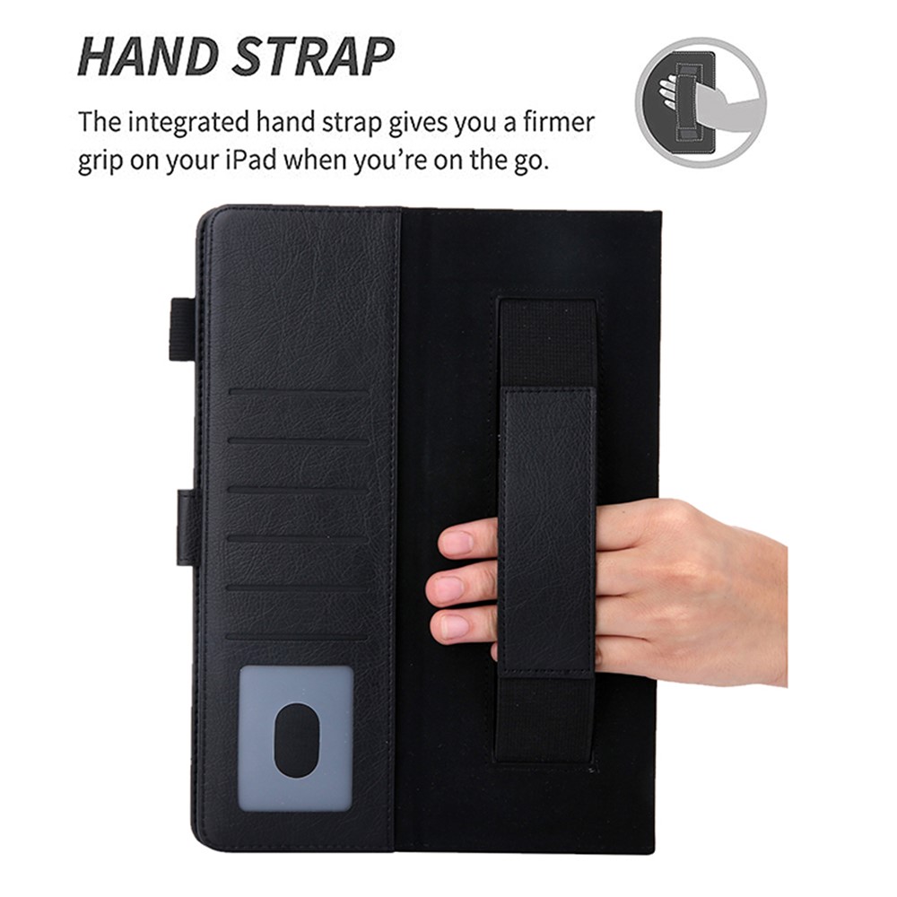 Metal Buckle Card Slots Stand Leather Smart Cover with Hand Strap for iPad Pro 11-inch (2020)/(2018) - Black-7