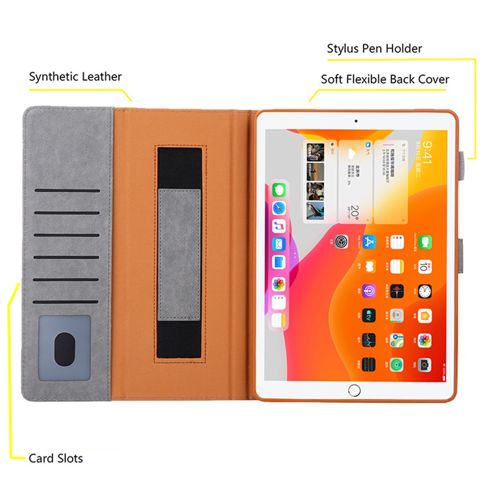 Metal Buckle Card Slots Stand Leather Smart Cover with Hand Strap for iPad Pro 11-inch (2020)/(2018) - Grey-4