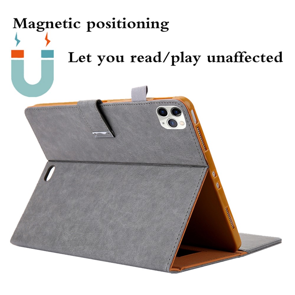 Metal Buckle Card Slots Stand Leather Smart Cover with Hand Strap for iPad Pro 11-inch (2020)/(2018) - Grey-6