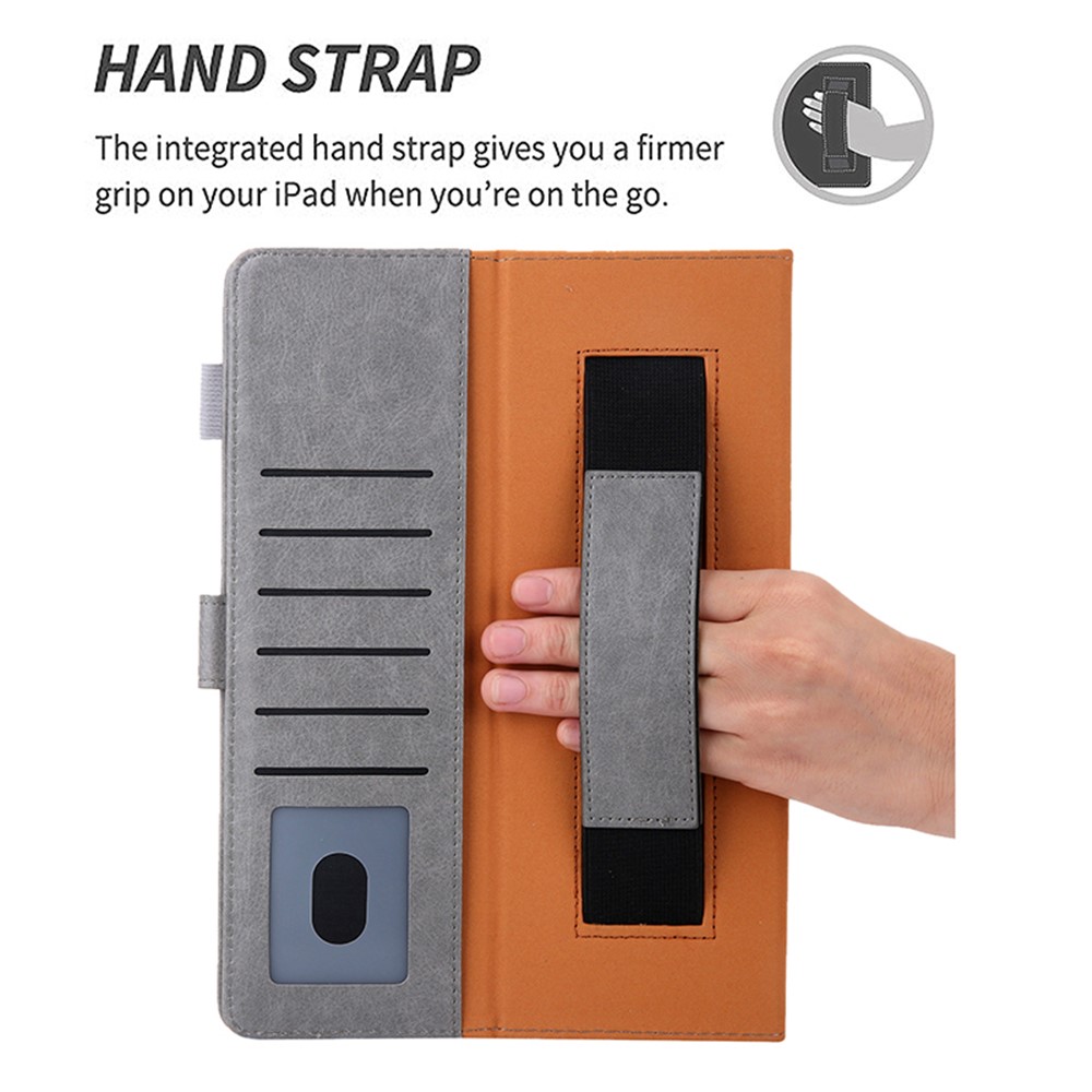 Metal Buckle Card Slots Stand Leather Smart Cover with Hand Strap for iPad Pro 11-inch (2020)/(2018) - Grey-7