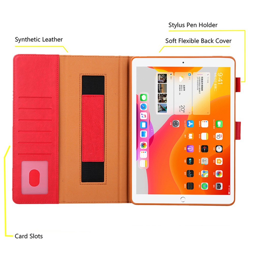 Metal Buckle Card Slots Stand Leather Smart Cover with Hand Strap for iPad Pro 11-inch (2020)/(2018) - Red-4