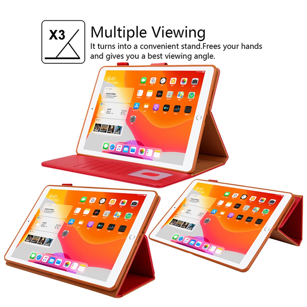 Metal Buckle Card Slots Stand Leather Smart Cover with Hand Strap for iPad Pro 11-inch (2020)/(2018) - Red-5