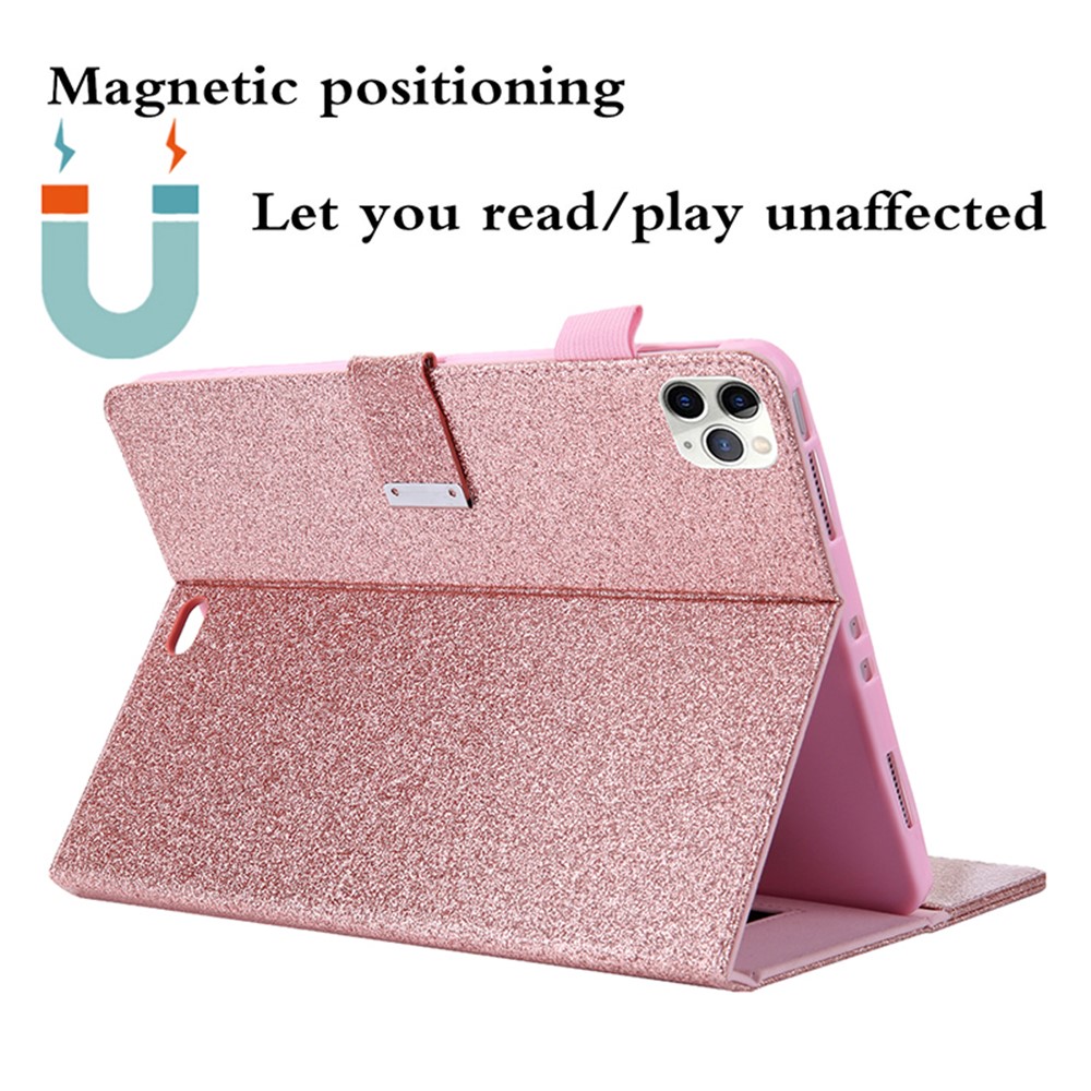Metal Buckle Card Slots Stand Leather Smart Cover with Hand Strap for iPad Pro 11-inch (2020)/(2018) - Rose Gold-6