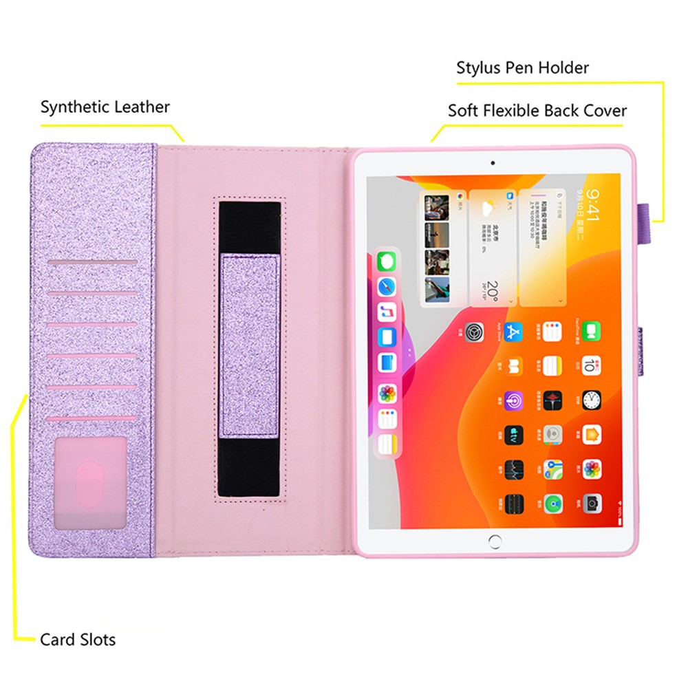 Metal Buckle Card Slots Stand Leather Smart Cover with Hand Strap for iPad Pro 11-inch (2020)/(2018) - Purple-4