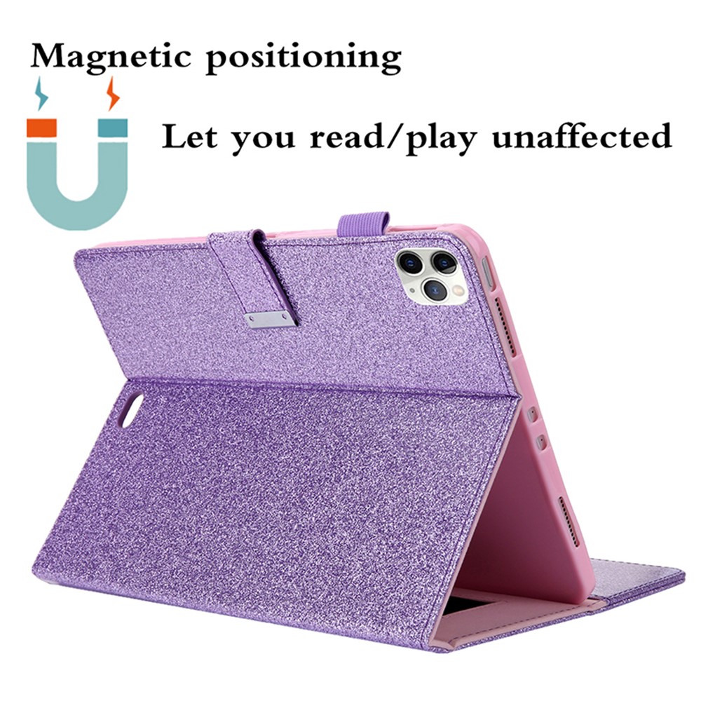Metal Buckle Card Slots Stand Leather Smart Cover with Hand Strap for iPad Pro 11-inch (2020)/(2018) - Purple-6
