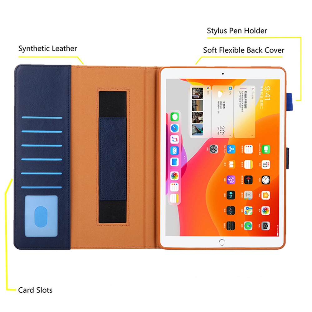 Metal Buckle Card Slots Stand Leather Smart Cover with Hand Strap for iPad Pro 11-inch (2020)/(2018) - Blue-4