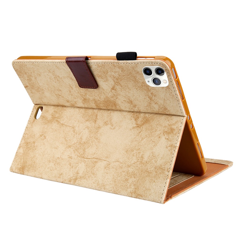 Business Style Auto Wake & Sleep Leather Stand Case with Card Holder for iPad Pro 11-inch (2020)/(2018) - Light Yellow-5