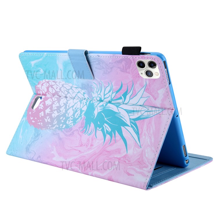 Pattern Printing Multi-angle Stand Leather Card Slot Tablet Shell for iPad Pro 11-inch (2020)/(2018) - Pink Pineapple-4