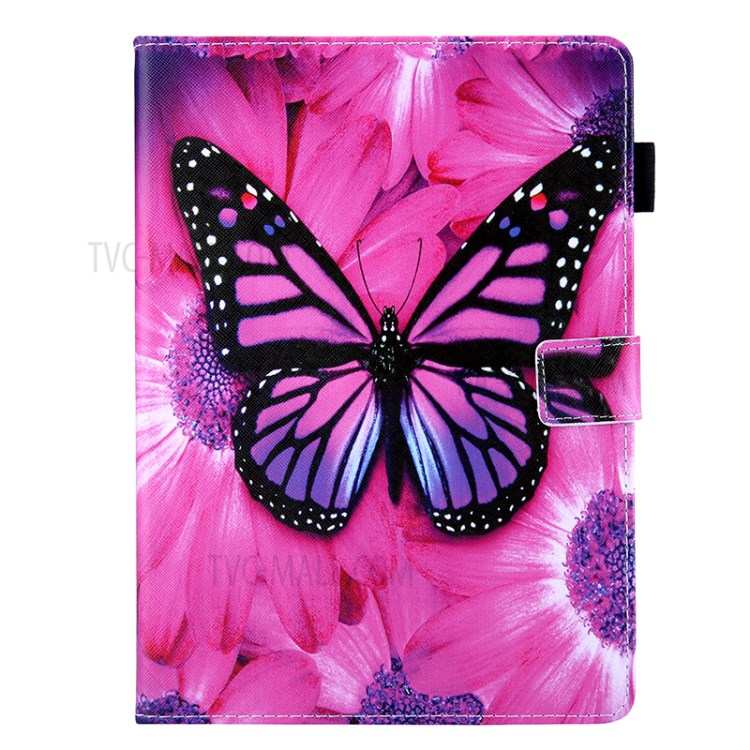 Pattern Printing Multi-angle Stand Leather Card Slot Tablet Shell for iPad Pro 11-inch (2020)/(2018) - Flower and Pink Butterfly-1