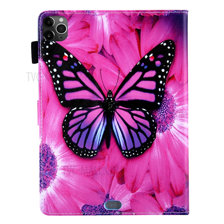 Pattern Printing Multi-angle Stand Leather Card Slot Tablet Shell for iPad Pro 11-inch (2020)/(2018) - Flower and Pink Butterfly-2