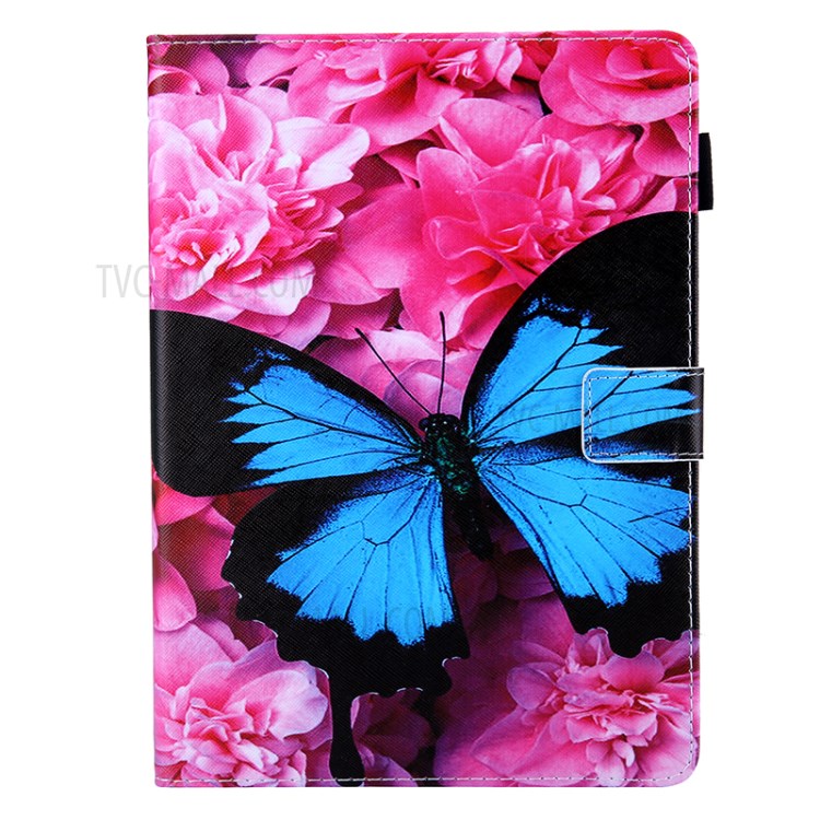 Pattern Printing Multi-angle Stand Leather Card Slot Tablet Shell for iPad Pro 11-inch (2020)/(2018) - Flower and Blue Butterfly-1