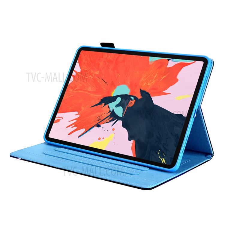 Pattern Printing Multi-angle Stand Leather Card Slot Tablet Shell for iPad Pro 11-inch (2020)/(2018) - Flower and Blue Butterfly-5