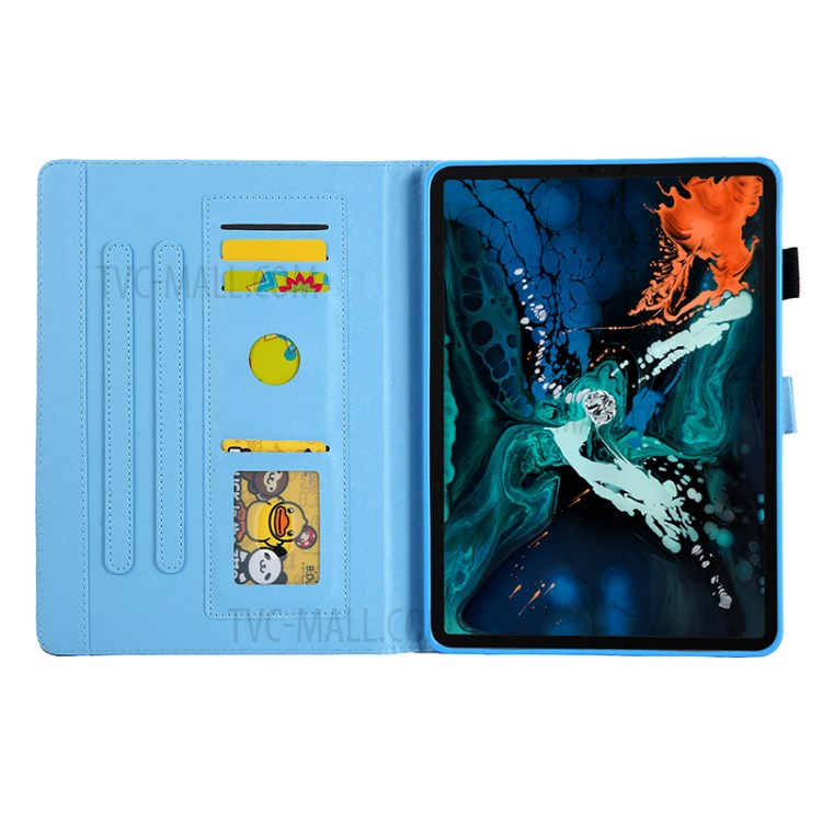 Impression de Motif D'impression à Angle Multi-angle de Cartes en Cuir Coque de Tablette à Emplacement Pour Ipad Air (2020) / Air (2022) / Pro 11-pouces (2020) (2018) - Fleur et Papillon Bleu-6