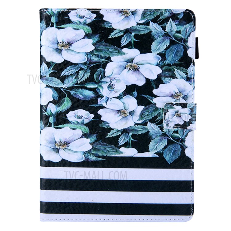 Pattern Printing Multi-angle Stand Leather Card Slot Tablet Shell for iPad Pro 11-inch (2020)/(2018) - Flower and Stripes-1