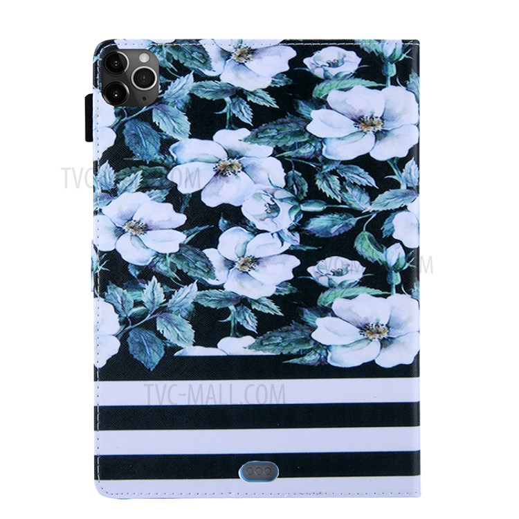 Pattern Printing Multi-angle Stand Leather Card Slot Tablet Shell for iPad Pro 11-inch (2020)/(2018) - Flower and Stripes-2