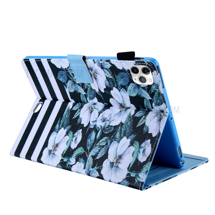 Pattern Printing Multi-angle Stand Leather Card Slot Tablet Shell for iPad Pro 11-inch (2020)/(2018) - Flower and Stripes-4