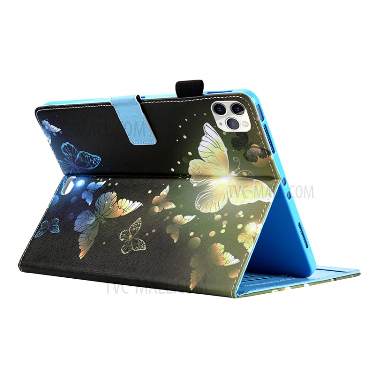 Pattern Printing Multi-angle Stand Leather Card Slot Tablet Shell for iPad Pro 11-inch (2020)/(2018) - Gold Butterflies-3