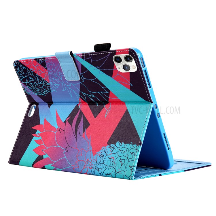 Pattern Printing Multi-angle Stand Leather Card Slot Tablet Shell for iPad Pro 11-inch (2020)/(2018) - Glare Pineapple-3