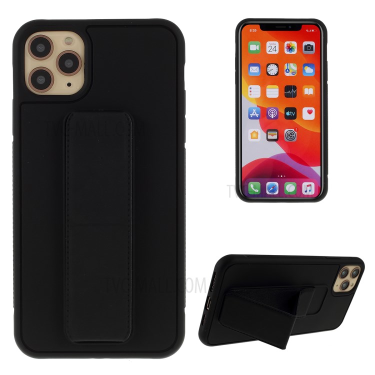 For iPhone 11 Pro 5.8-inch Magnetic Hand Strap Kickstand TPU + PC Phone Cover - Black-1