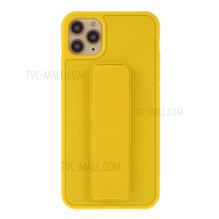 For iPhone 11 Pro 5.8-inch Magnetic Hand Strap Kickstand TPU + PC Phone Cover - Yellow-1