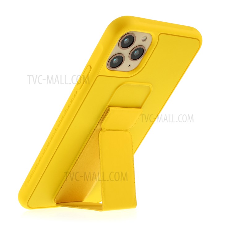 For iPhone 11 Pro 5.8-inch Magnetic Hand Strap Kickstand TPU + PC Phone Cover - Yellow-5
