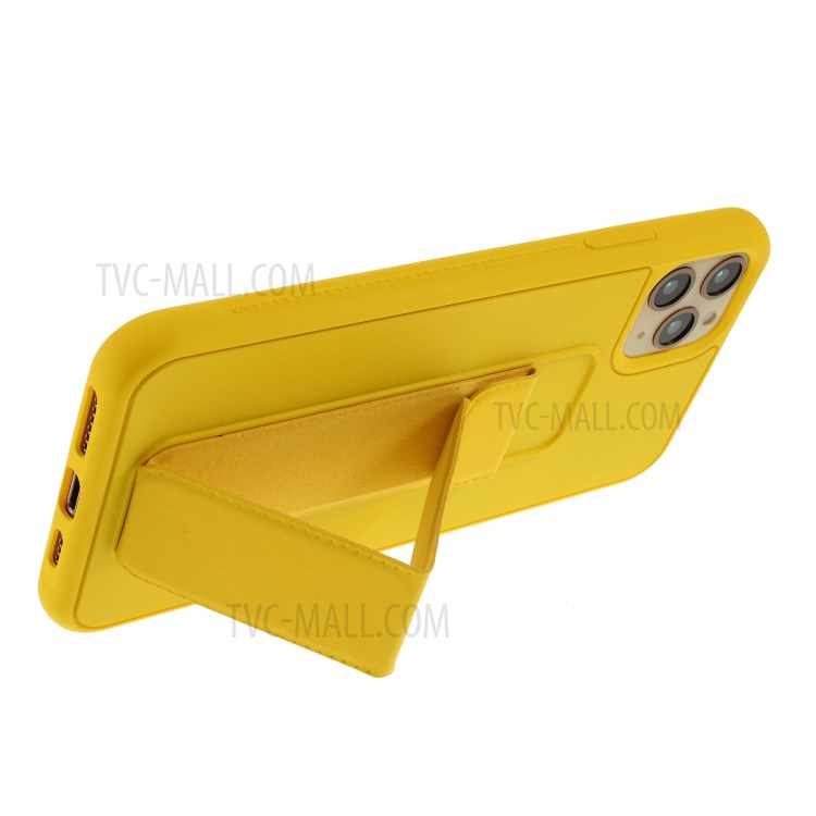 For iPhone 11 Pro 5.8-inch Magnetic Hand Strap Kickstand TPU + PC Phone Cover - Yellow-6