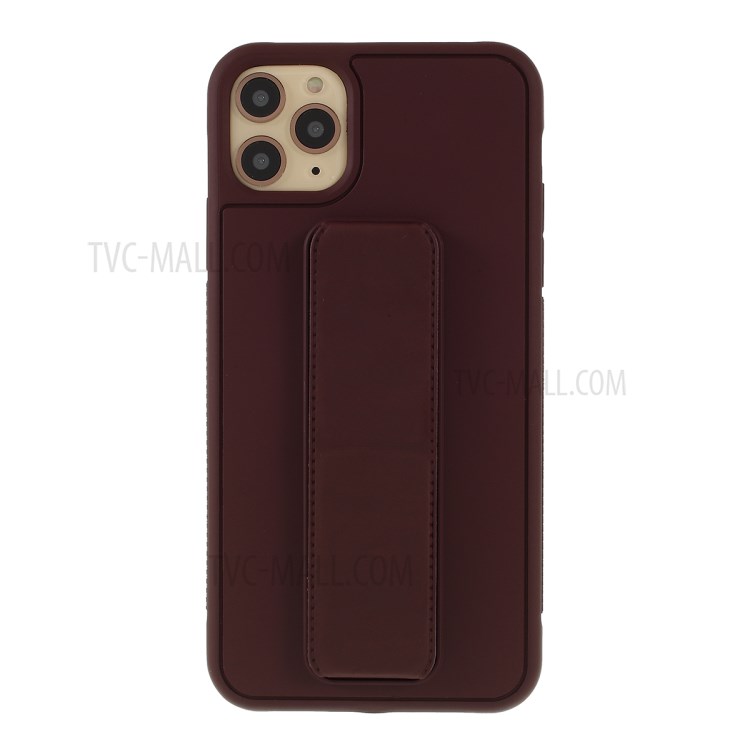 For iPhone 11 Pro 5.8-inch Magnetic Hand Strap Kickstand TPU + PC Phone Cover - Brown-1