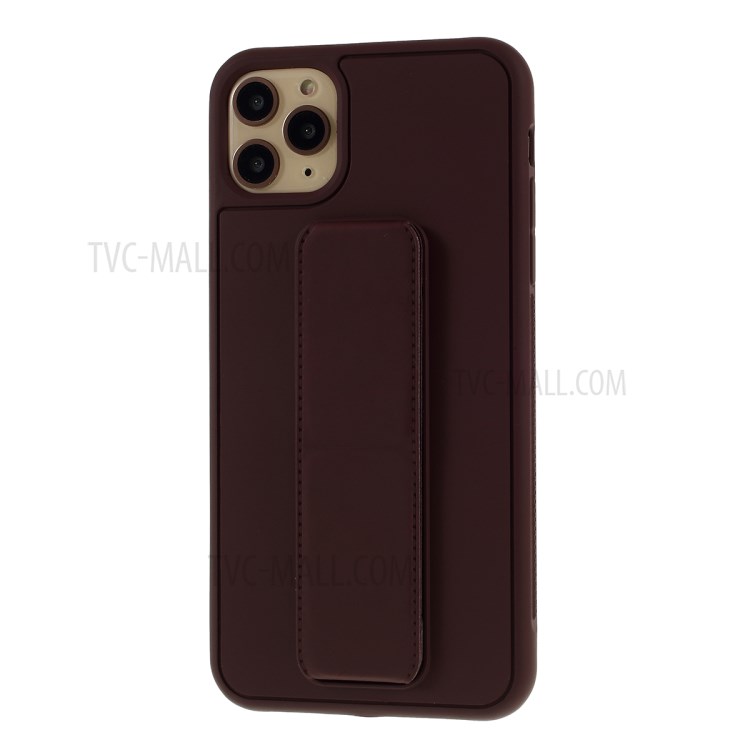 For iPhone 11 Pro 5.8-inch Magnetic Hand Strap Kickstand TPU + PC Phone Cover - Brown-2
