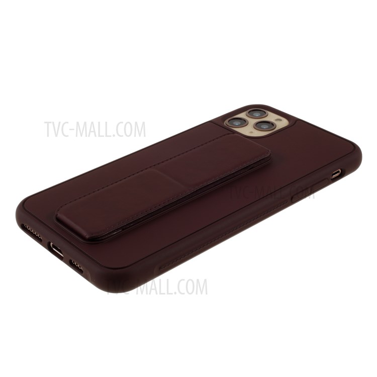 For iPhone 11 Pro 5.8-inch Magnetic Hand Strap Kickstand TPU + PC Phone Cover - Brown-4