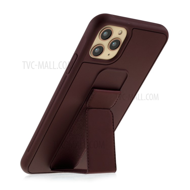 For iPhone 11 Pro 5.8-inch Magnetic Hand Strap Kickstand TPU + PC Phone Cover - Brown-6