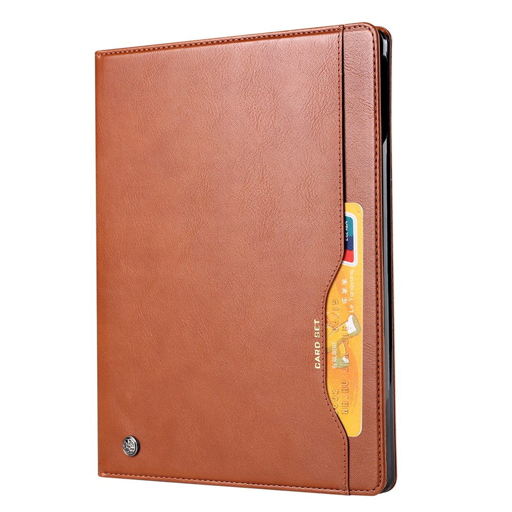 Auto-absorbed PU Leather Wallet Stand Tablet Shell with Pen Slot for iPad Pro 12.9-inch (2020)/(2018) - Light Brown-2