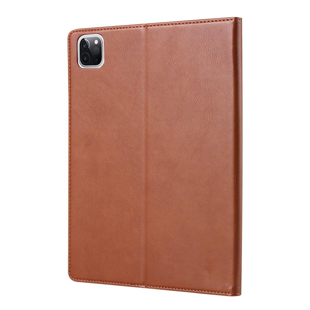 Auto-absorbed PU Leather Wallet Stand Tablet Shell with Pen Slot for iPad Pro 12.9-inch (2020)/(2018) - Light Brown-3