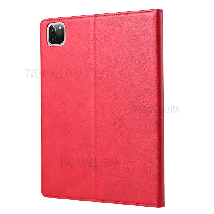 PU Cuir Absorbé Auto-portefeuille Shell Tablette Support Avec Fente Pour Stylo Pour Ipad Pro 12,9 Pouces (2020) / (2018) - Rouge-3