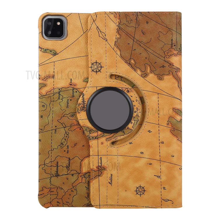 Map Skin Printing with Wallet Stand Leather Tablet Cover for iPad Pro 11-inch (2020) (2018) - Brown-1