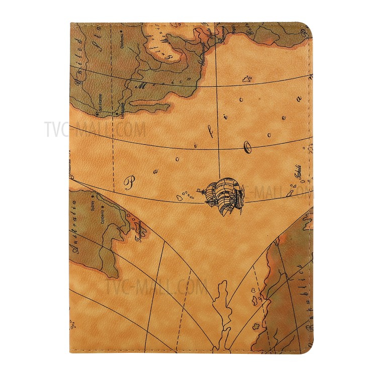 Map Skin Printing with Wallet Stand Leather Tablet Cover for iPad Pro 11-inch (2020) (2018) - Brown-2