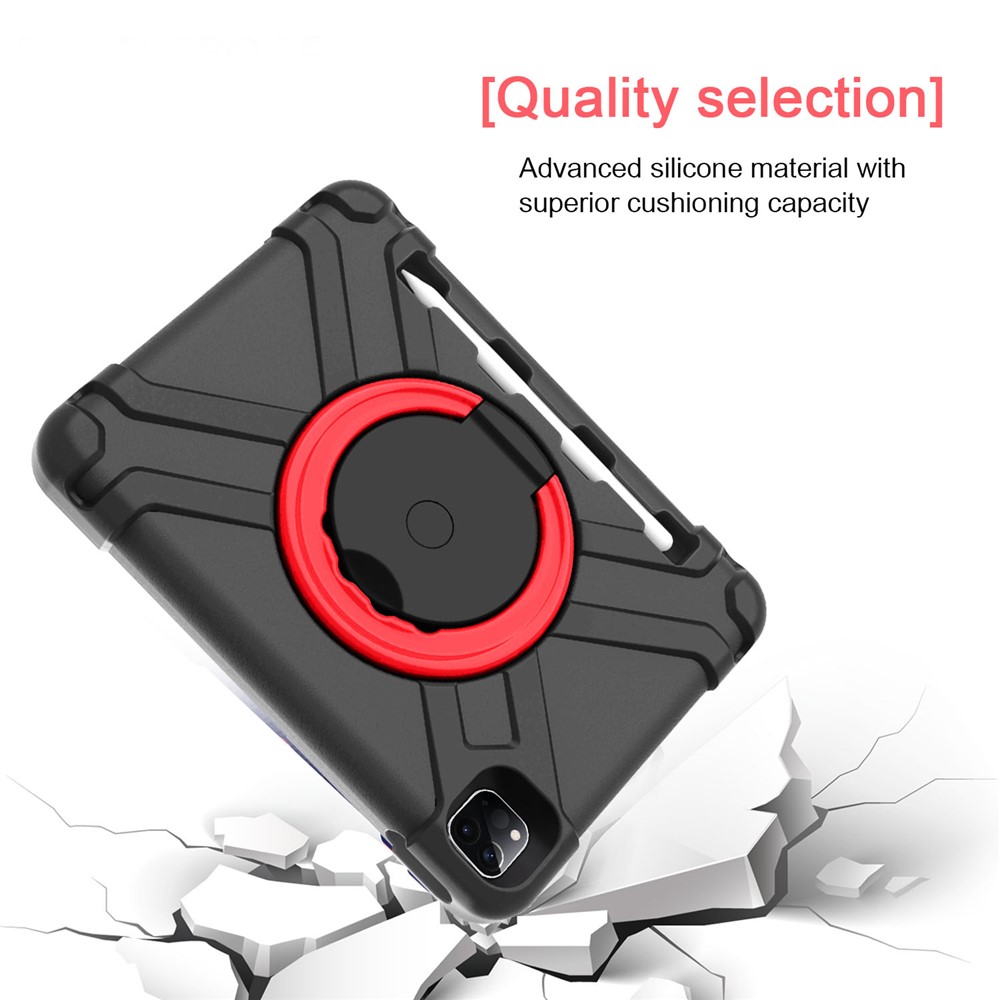 Case de Tableta Híbrida de Kickstand de 360 ​​° Giratoria Para el Aire Del Ipad de Apple (2020)/aire (2022)/Pro 11 Pulgadas (2021) (2020) - Negro/rojo